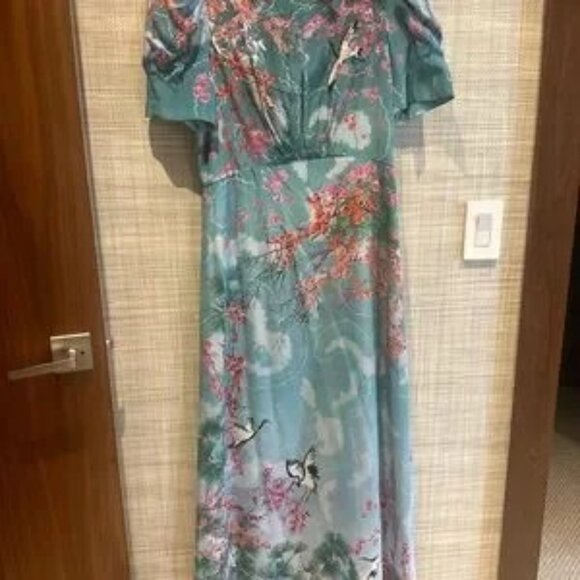 SALONI Blue Off-the-Shoulder Midi Dress for Weddings - Picture 4 of 9